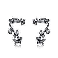 wholesale 925 Sterling Silver Leaf Ear Cuff Earrings Non-Piercing Clip-On Cartilage s for Women-Black