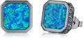 wholesale 925 Sterling Silver Black Gold Plated Blue Opal Square Celtic Earrings for Men Women-0-0