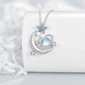 wholesale 925 Sterling Silver Blue Moonstone Heart & Star Pendant Necklace-0-3