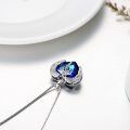 wholesale 925 Sterling Silver Blue Heart Pendant Necklace With Caduceus Wings N P Letters-0-2