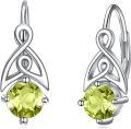 wholesale 925 Sterling Silver Celtic Birthstone Leverback Earrings Trinity Knot Gift-0-0