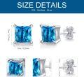 wholesale 925 Sterling Silver Cubic Zirconia 7mm Princess Cut Birthstone Earrings for Women-0-5