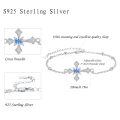 wholesale 925 Sterling Silver Blue Stone Cross Charm Bracelet - Religious Gifts for Her-0-2