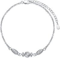 wholesale 14K Gold with Rhodium Plating and Beaded Design Anklet for Women-Diamond-cut Bead Bracelet