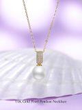 TOUPOP 14K Gold Freshwater Pearl Necklace with Bow Heart Dolphin Pendant-0-1