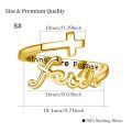 wholesale 925 Sterling Silver Gold Plated Faith Cross Open Ring All Things Are Possible For Women-0-1