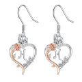 TOUPOP Sterling Silver Rose Heart Butterfly Initial H Letter Drop Dangle Earrings-0-0