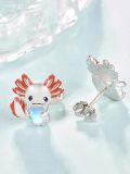 wholesale 925 Sterling Silver Moonstone Heart Axolotl Stud Earrings for Women Gift-0-1