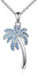 wholesale Rhodium Plated 925 Sterling Silver Palm Tree Pendant Necklace, Nickel-Free Hypoallergenic Jewelry Gift for Women-0-0