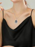 wholesale 925 Sterling Silver Oxidized Saint Peregrine Pray For Us Oval Pendant Necklace-0-3