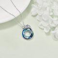 wholesale 925 Sterling Silver Blue Swarovski Crystal Chameleon Pendant Necklace for Women-0-4