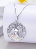 wholesale 925 Sterling Silver Tree of Life Wolf Pendant Necklace for Women Birthday Christmas Gifts-0-1