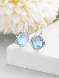 wholesale 925 Sterling Silver Blue Moonstone Butterfly Drop Earrings-0-1