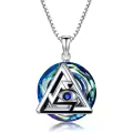 TOUPOP Sterling Silver Crystal Evil Eye Protection Amulet Pendant Necklace-0-0