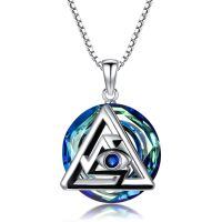 TOUPOP Sterling Silver Crystal Evil Eye Protection Amulet Pendant Necklace-undefined
