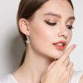wholesale 925 Sterling Silver Star Drop Earrings with Moonstone and Leverback Hooks for Women -0-1