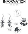 wholesale 925 Sterling Silver Black Cat Bat Skull Gothic Dangle Drop Earrings for Women-0-4