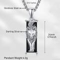 wholesale 925 Sterling Silver Black Crystal Wolf Pendant Necklace-0-4