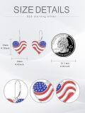 wholesale 925 Sterling Silver Red White Blue Star & Stripes Patriotic Heart Earrings for 4th of July, Memorial Day-0-4
