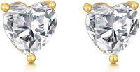 wholesale 14K Gold Topaz Garnet Ruby Heart Stud Earrings for Women Girls Gifts-4-Simulated Diamond