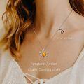 wholesale 925 Sterling Silver Amber Sun Pendant Necklace Western  for Women-0-3