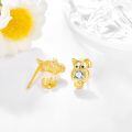 wholesale 925 Sterling Silver Cat Shape Cubic Zirconia Stud Hoops for Girls and Women-0-1