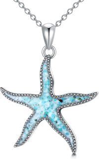 wholesale 925 Sterling Silver Turquoise Starfish Pendant Necklace Sea Life s for Women-Starfish