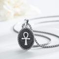 wholesale 925 Sterling Silver Ancient Egypt Jewelry Set - Anubis & Ankh Pendants with Black Enamel and 34 Box Chain for Men Women (Set)-0-5