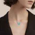 wholesale 14k Gold Butterfly Necklace Wholesale With Opal Wings And Lab Diamond Accents-0-1