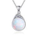 wholesale 925 Sterling Silver Pink Rose Quartz Teardrop Pendant Necklace-0-15