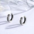 wholesale 925 Sterling Silver Norse Runes Black Huggie Hoop Earrings for Men & Women-0-4