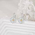 wholesale 925 Sterling Silver Daisy Flower Drop Earrings with Gold Center for Women-0-5