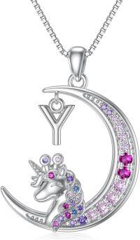 wholesale TOUPOP Unicorns Necklace Terling Silver Moon Initial Y Letter Pendant Necklace For Women Her Jewelry Birthday Anniversary Christmas -undefined