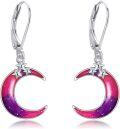 wholesale 925 Sterling Silver Crescent Moon Star Drop Dangle Lever Back Earrings-0-0