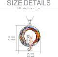 wholesale 925 Sterling Silver Cat on the Moon Pendant Necklace with Blue Circle Crystal for Women-0-9
