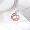 wholesale 925 Sterling Silver Rose Gold & White Fox Heart Pendant Necklace for Women-0-2