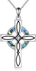wholesale 925 Sterling Silver Abalone Shell Inlay Celtic Cross Necklace for Women Men Vintage Irish s-0-0