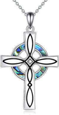 wholesale 925 Sterling Silver Abalone Shell Inlay Celtic Cross Necklace for Women Men Vintage Irish s-Irish Cross