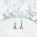 wholesale 925 Sterling Silver Abalone Inlay Parisian Eiffel Tower Shape Dangle Drop Earrings for Women Girls  4cm Length-0-2
