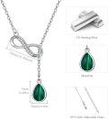 wholesale 925 Sterling Silver Malachite Drop Pendant Infinity Necklace 45cm Chain-0-1