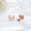 wholesale 925 Sterling Silver Cat Meow Rose Gold Plated Stud Earrings-0-1
