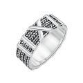 TOUPOP 925 Sterling Silver Wheat Cross Vintage Band Ring For Men-0-0