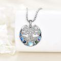 wholesale 925 Sterling Silver Tree of Life Goddess Moon Phase Pendant Necklaces with Abalone Shell and Opal Stone for Women's Spiritual-0-2