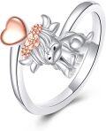 wholesale 925 Sterling Silver Unicorn Heart Flower Crown Open Ring Fashion Jewelry for Girls and Women-0-0