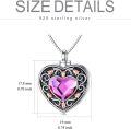 wholesale TOUPOP Rose Flower Urn Necklace For Ashes Heart Crystal Cremation Jewelry For Ashes Flower Memorial Necklace For Girls Women Human Ashes Sterling Silver Urn Necklace For Ashes (purple) -0-3