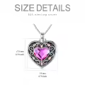 TOUPOP Sterling Silver Purple Crystal Rose Flower Urn Necklace For Ashes-0-3