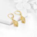 wholesale 14k Solid Gold Filigree Drop Earrings for Women Leverback Fine Jewelry Birthday Gifts for Her-0-1