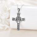 wholesale 925 Sterling Silver Celtic Knot Claddagh Heart Cross Pendant Luck Charm Necklace for Women Girls Gifts-0-1