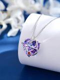 wholesale 925 Sterling Silver Purple Crystal Heartbeat Stethoscope Pendant Necklace for Nurses Doctors Midwives Gift-0-1