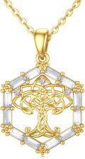 wholesale 14K Gold White Cubic Zirconia Tree Of Life Pendant Necklace For Women-0-0